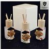 DLM Bomboniere DLM-30152 (Kit 6 Pezzi) Profumatore Barattolo in Vetro e Legno Mappamondo Portafortuna Laurea con Cappello Tocco Diffusore per Ambienti Profumo bomboniera