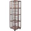 Zalydala Libreria girevole in bambù, 5 livelli, girevole a 360°, portata 100 kg, design vintage con ruote e freni, salvaspazio per libri e decorazioni