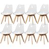 BenyLed Set di 8 sedie da pranzo in stile scandinavo design retrò sedie laterali in acrilico trasparente sedia in cristallo con cuscino in PU (Bianco)
