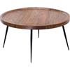 FineBuy Tavolino Da Caffè Legno Massello Sheesham Metallo Nero 75 x 39 x 75 cm | Tavolo Soggiorno Tondo | Divano Tavolo Industriale | Tavolino Prodotto Naturale Disegno