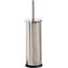 Inbagno Porta scopino per WC appoggio, Acciaio Inox Satinato setole Nere Removibili, con Contenitore Interno in plastica (Alto)