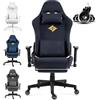 Dowinx Sedia Gaming, Sedia da Ufficio con Ruote Grandi e Lisce, Sedia Gaming Massaggiante con Lussuoso Tessuto Scamosciato, 90-165°, 150 KG, Blu scuro