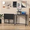 Rcynview Scrivania Pieghevole per Computer Tavolo Pieghevole Salvaspazio con Supporto per Schermo Tavolino Pieghevole da Esterno Interni 80x45x75cm Postazione di Lavoro Nero per Ufficio Casa
