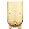 Baroni Home Vaso Decorativo Piante in Vetro Volti Geometrici Ocra 15X15X26 cm