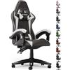 bigzzia Sedia Gaming, Sedia Girevole ergonomica, PU Poltrona Racing (White)