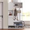 Moimhear Set di guardaroba Moimhear, set completo di guardaroba per ingresso con sedile, 4 ganci, porte e cassetti (Bianco-1, 100 x 35 x 180 cm)
