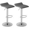 WOLTU Sgabelli da Cucina Set di 2, Sgabello da Bar Colazione Regolabile in Altezza, Sedia da Banco Girevole a 360°per Bar, Cucina, Banco, Caffè, PVC+Metallo, con Poggiapiedi, Grigio+Argento