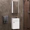 Planetmöbel Set di mobili da bagno lavabo con mobiletto 40 x 60 x 29 cm con armadio a specchio 40 cm per bagno e WC ospiti, bianco