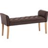 CLP Chaise Longue Cleopatra In Tessuto Chesterfield Imbottita I Panca Fondo Letto Panchina Interno Gambe In Legno 130x40 CM, H 65 CM, Colore:marrone, Colore del telaio:antico chiaro