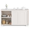 COSTWAY Armadietto da Cucina Mobiletto per Cucina Composto da 2 Porte Scorrevoli Dimensioni: 106,5 x 33 x 60 cm (Crema)