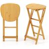 GIANTEX Sgabello da Bar Pieghevole in Bambù con Poggiapiedi Ergonomico, Set di 2 Sedie Confortevole Per Bar,Soggiorno, Sala da Pranzo, Bar, 36x33x61 cm (non Schienale)