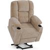 MCombo M poltrona elettrica con 3 motori, schienale e poggiapiedi regolabili, funzione di relax e reclinazione fino a 170°, Testa regolabile 7550 (Chenille, Beige)