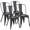 CLP Set 4 Sedie Impilabili Benedikt in Metallo con Schienale, per Ristorazione e Cucina, Sedie Design Robuste, Carico Max 200 kg | Colore nero/oro