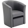 Vente-unique - Poltrona cabriolet e pouf in Similpelle Grigio - JOVANA