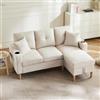 Lcoho Divano moderno a forma di L, 3 posti, con chaise longue, spazio di archiviazione, portabevande integrato, fornito con 2 cuscini, adatto per soggiorno, ufficio, appartamento, ecc. (beige)