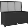 Outsunny Baule da Giardino in Rattan PE con Ruote, Cassapanca Contenitore da Esterno con Pistone Pneumatico e Maniglia Laterale, Volume 316L, 121x57x67cm, Nero