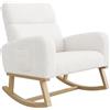 DIYHOM Sedia a dondolo, sedia a dondolo, imbottita, per soggiorno, camera da letto, portata fino a 130 kg, colore bianco, 79 x 69 x 87 cm