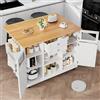 KecDuey Isola da cucina, armadio da cucina, 140 cm, carrello da portata con piano di lavoro, carrello da cucina con venature del legno, portasciugamani laterale, ante tridimensionali con ruote, divisori