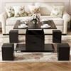 VOWNER Tavolino da Caffè Regolabile in Altezza, Tavolo da Soggiorno Multifunzionale 3 in 1 con Cassetto e 4 Sgabelli, Tavolino Trasformabile in Tavolo da Pranzo (Nero)