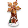 Generico Aurora Store Natale Mulino a vento Marzapane Villaggio di Natale innevato con Pale in Movimento, Giostrina con Luci LED e Musica Babbo Natale Scenario Natalizio Carillon Giostrina 33x20x17 cm