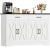 HOCSOK 120 cm Credenza Cucina, Mobile Cucina con 2 Cassetti e 4 Armadi，Buffet Mobile Moderno, Credenza Soggiorno, Mobile per Cucina Ingresso Foyer, Sala da Pranzo (Bianco + Nero)