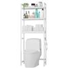 FOREHILL Scaffale Sopra Toilette con 3 Ripiani in Bambù 63,5x26x163cm | Scaffale Lavatrice,Mobiletto Bagno,Doppio Uso Sopra WC e Lavatrice,Ideale per Bagno/ Lavanderia,Ingombro Ridotto, Salvaspazio