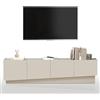 WHOUS Mobile Porta TV VELA per Soggiorno con 4 Ante e 2 Vani Interni, Mobile Tv per Salotto in Legno, 180x35x45,4 cm, Cashmere