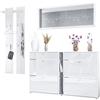 Vladon Set Guardaroba Orlando con scarpiera, Pannello a Muro e Specchio a Parete, Bianco Opaco/Bianco Lucido