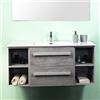 Yellowshop| Mobile Bagno Sospeso 120 cm - 2 Cassetti con Toletta, Lavabo, Design Moderno, Finitura Cemento Chiaro (Mobile con Lavaoìbo)