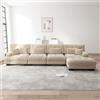 Rvjiahe Divano angolare modulare, set divano a forma di L, per soggiorno, 4 posti, comodi divani cloud con pouf mobile, combinazione fai da te (marrone chiaro+4 posti)