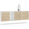 Vladon Cassettiera Cuba - bianco opaco/quercia segato grezzo - Credenza moderna per la zona giorno - (LxAxP) 182x53x35 cm