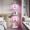 JYNVO Vetrina Espositiva LED in Vetro Trasparente a 4 Strati, Vetrina Vetrinetta Modellismo con Serratura, Mobile Espositore per Casa, Action Figure, Trofei e Libri, 163x39,8 cm, Bianco