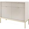 3E 3xE living.com Cassettiera: 2 cassetti, 2 ante, Cashmere, oro, 104 x 83 x 39 cm, maniglie dorate