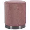 Yellowshop | Pouf Sgabello in tessuto poliestere Esmè Ø 35 x H 42 cm, base anello metallo - Seduta extra elegante e salvaspazio per soggiorno, stile moderno - Dark Rose