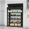 soges Scarpe Rack 5 Livelli Organizzatore Solido Magazzino Scarpe in Legno Tenuta, Colore Nero - L24-BK