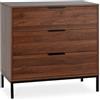 HOMN LIVING Cassettiera Auri 3 cassetti Color Noce, 80 cm (Larghezza) 40 cm (profondità) 80 cm (Altezza)