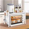LANTUS Scaffale allungabile per forno a microonde, supporto per microonde fino a 25 kg, ripiano da cucina in piedi per forno a microonde, contenitori per spezie-42-68 x 36 x 46 cm + bianco
