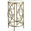 Baroni Home Tavolino Cilindrico Basso da Caffè con Ripiano a Specchio e Struttura in Metallo Oro, Tavolino da Salotto e Camera da Letto, Piccolo Tavolo Elegante, 35x60 cm