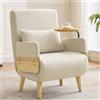 Soweiz Poltrona lounge, 3 in 1, con funzione di sonno, con vassoio in legno, seduta imbottita, letto singolo, adatta per soggiorno, camera da letto, ufficio, appartamento