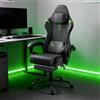 YRHome - Sedia da Gaming Ergonomica da Ufficio, Regolabile in Altezza e Girevole, Seggiolino da Gaming con Poggiapiedi e Supporto Lombare, Sedia da Scrivania con Superficie in PU - Grigio