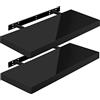 WOLTU Mensola da Muro, Set di 2, Scaffale Sospeso da Parete Libreria Piccola per Soggiorno Cameretta Porta CD DVD, Pannello MDF 60x22,9x3,8cm, Nero, RG9478sz-2