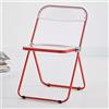 JXYQZD Sedie Pieghevoli in Acrilico Moderna Trasparente, Sedile Impilabile, Forte Struttura in Metallo Obust Acrilico Balcone Prendere il Sole Stabile e Leggero (Color : Rosso)