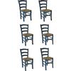 S.I.S.A. di G.&G. srl SISA srl, Set di 6 Sedie, Sedie Da Giardino In Legno, Sedie Sala Da Pranzo, Arredamento Casa, Modello Paesana, Sedie Colorate, Colore Azzurro, Seduta Paglia, 45 x 37x 87 Cm, Made In Italy