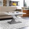 Viosimc Tavolino da Salotto Moderno Bianco e Grigio con Ripiano Tavolo Soggiorno Elegante, Complemento Arredo Contemporaneo 90x60x45 cm