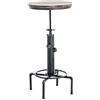 CLP Tavolo Industriale Ferro E Legno Lumos I Tavolino Rotondo Ø 50 CM Rustico Regolabile In H 80-100 CM I Tavolo Idrante, Colore:antico argento
