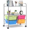GIANTEX Carrello portaoggetti con 4 cassetti e 2 ripiani, struttura in metallo, ruote bloccabili, 63,5 x 37 x 75 cm