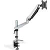 DIGITUS Supporto per monitor - Morsetto e molla a gas - 1 monitor - Fino a 27 pollici - Fino a 1x 8 kg - VESA 75 e 100 - Argento