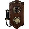 SKORDO Telefono da parete in stile retrò vintage con quadrante rotante, telefono fisso con filo per casa e salotto, realizzato in legno