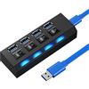 Retoo Hub USB con interruttore di alimentazione e LED, Hub dati attivo per la ricarica e il trasferimento dati, distributore di porte multiple, , MacBook Air, Powerbank (4 porte 3.0)