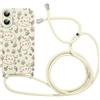 Saqmkil Cover con Cordino per iPhone 16 6,1, Aesthetic Disegni Gatto Fiori Ragazze Custodia con Collana Tracolla Laccio Collo Corda, Morbido TPU Bumper Silicone Antiurto Protettiva Case, Beige